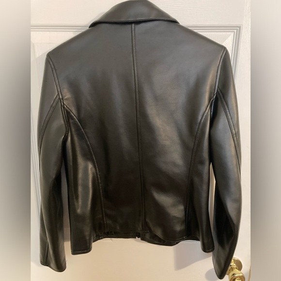 MB Designs by MBJC Classic Fitted Vegan Leather Jacket Edgy Collared with Zipper - Picture 8 of 12